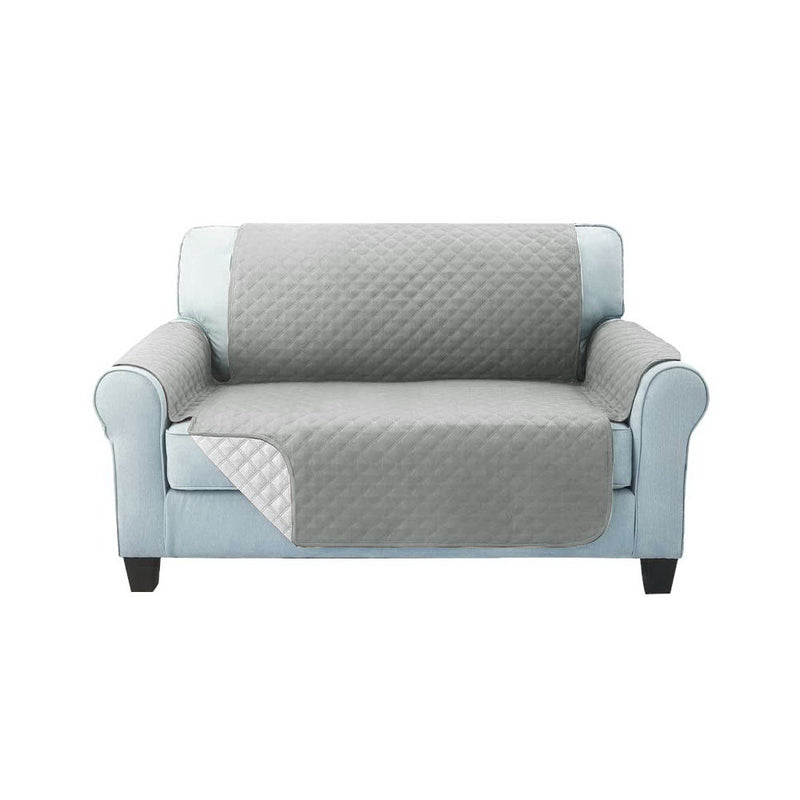 Sofa Cover Quilted Couch Covers Lounge Protector Slipcovers 2 Seater Grey