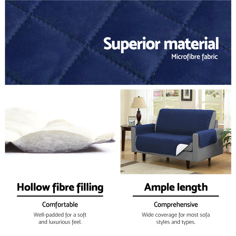 Sofa Cover Quilted Couch Covers Lounge Protector Slipcovers 2 Seater Navy