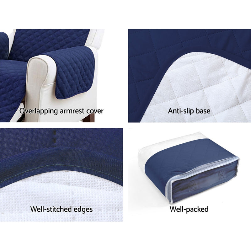 Sofa Cover Quilted Couch Covers Lounge Protector Slipcovers 2 Seater Navy