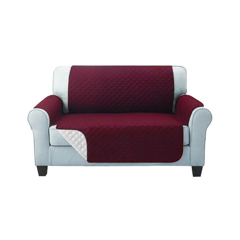 Sofa Cover Quilted Couch Covers Lounge Protector Slipcovers 2 Seater Burgundy