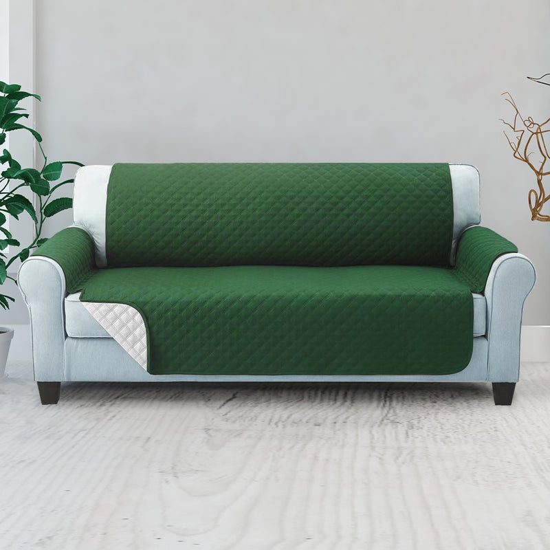 Sofa Cover Quilted Couch Covers Lounge Protector Slipcovers 3 Seater Green