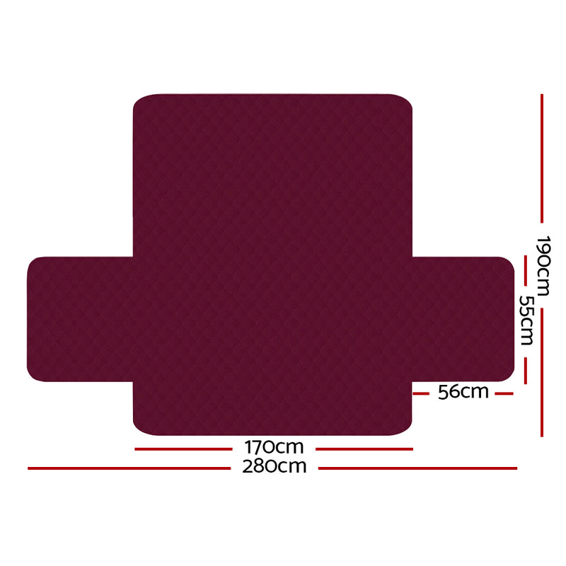 Sofa Cover Quilted Couch Covers Lounge Protector Slipcovers 3 Seater Burgundy