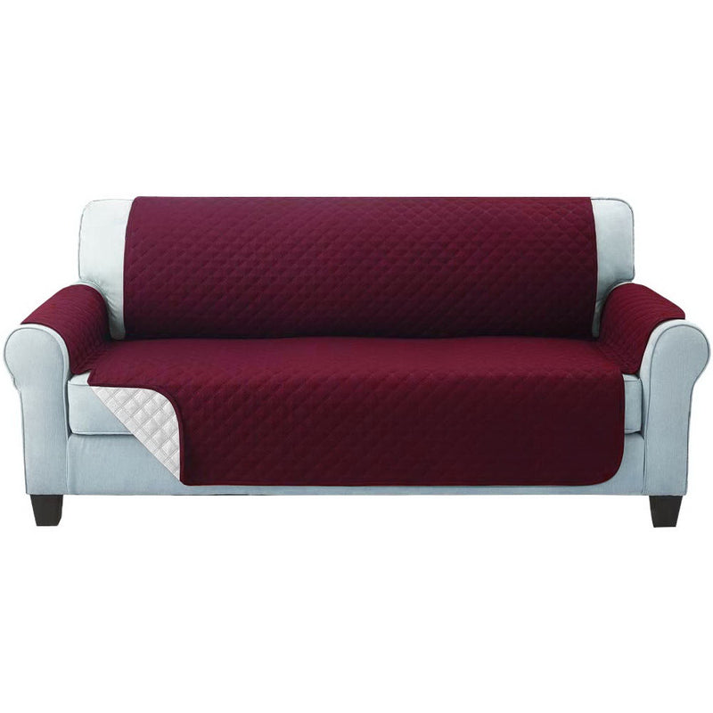 Sofa Cover Quilted Couch Covers Lounge Protector Slipcovers 3 Seater Burgundy