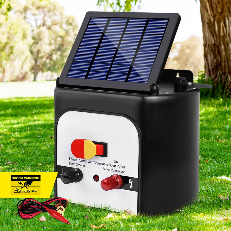 Giantz 8km Solar Power Electric Fence Charger Energiser 0.3J White