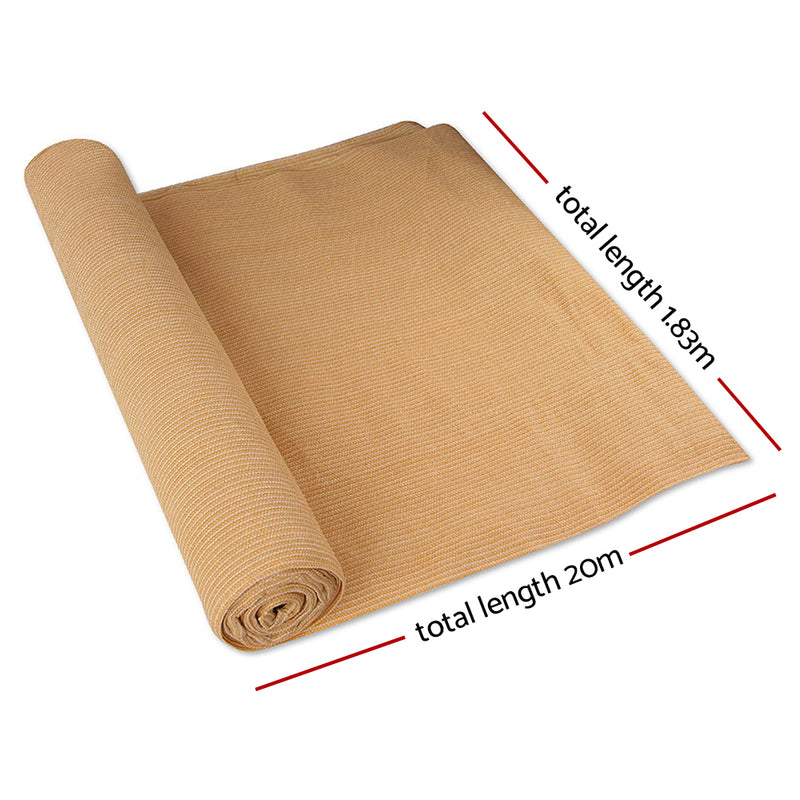 1.83 x 20m Shade Sail Cloth - Beige