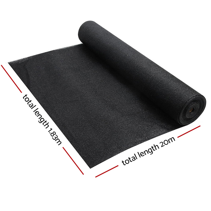 70% UV Sun Shade Cloth Shadecloth Sail Roll Mesh Garden Outdoor 1.83x20m Black