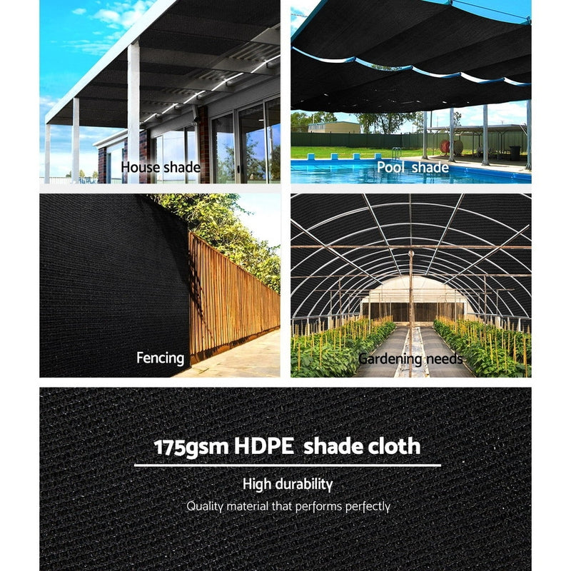 70% UV Sun Shade Cloth Shadecloth Sail Roll Mesh Garden Outdoor 1.83x20m Black