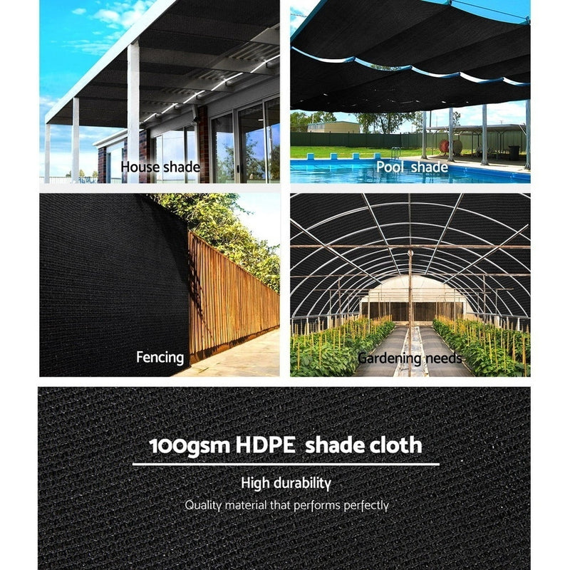 50% Sun Shade Cloth Shadecloth Sail Roll Mesh 1.83x30m 100gsm Black