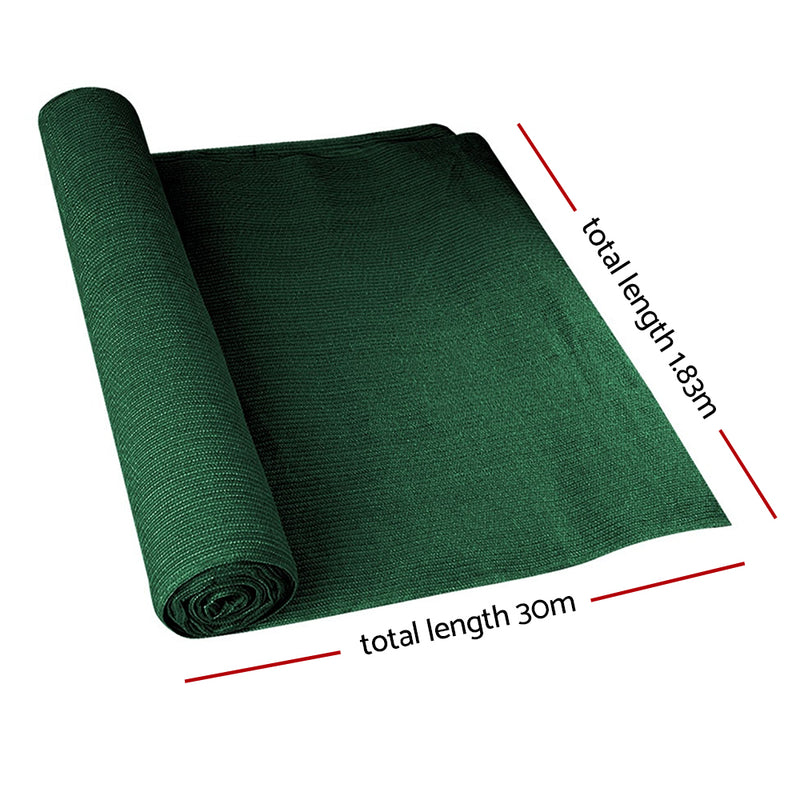 90% Sun Shade Cloth Shadecloth Sail Roll Mesh 1.83x30m 195gsm Green