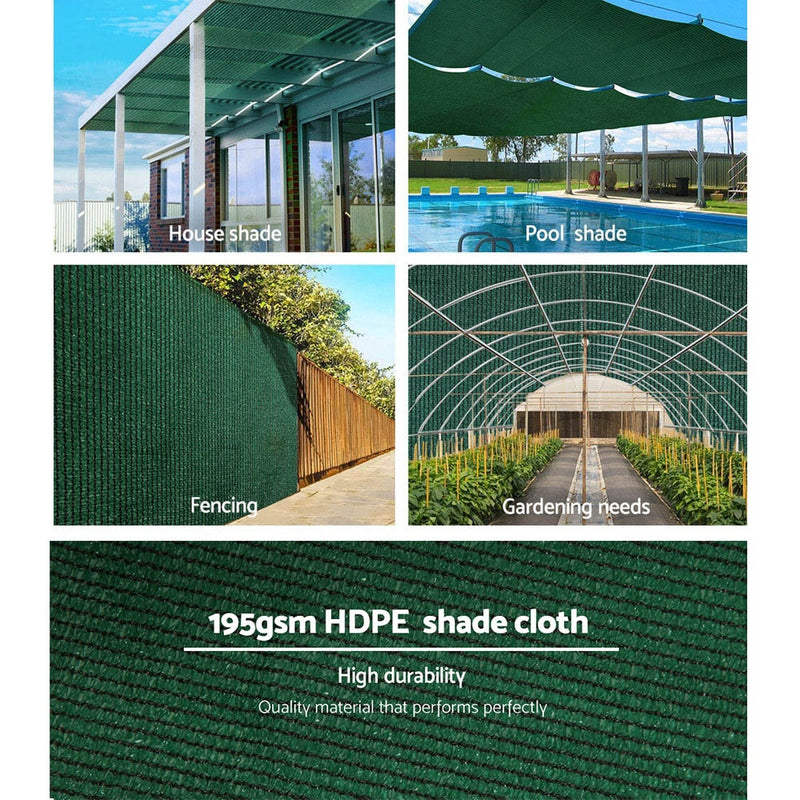 90% Sun Shade Cloth Shadecloth Sail Roll Mesh 1.83x30m 195gsm Green