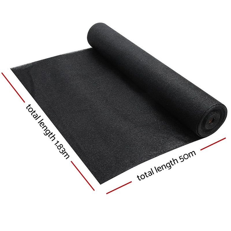 70% UV Sun Shade Cloth Shadecloth Sail Roll Mesh Garden Outdoor 1.83x50m Black