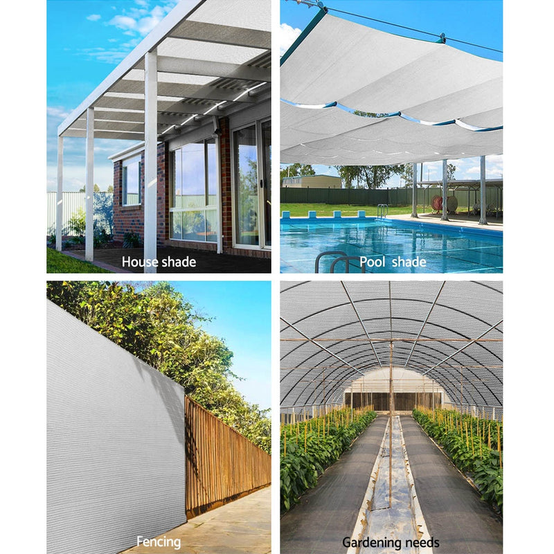 3.66x10m 50% UV Shade Cloth Shadecloth Sail Garden Mesh Roll Outdoor White