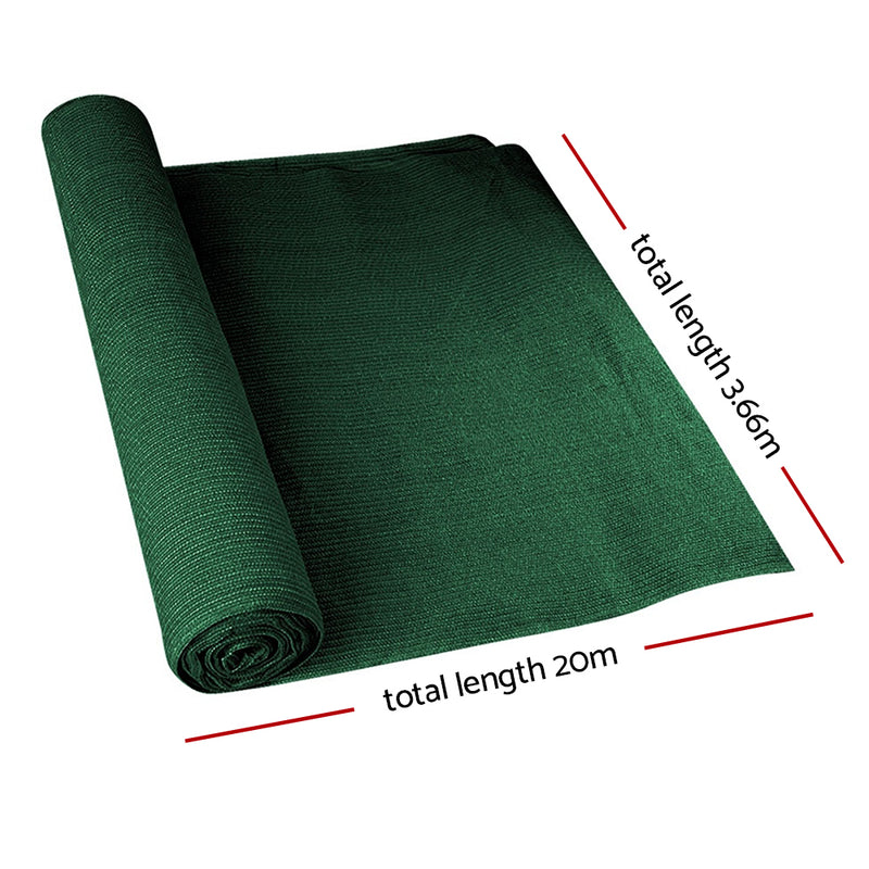 70% Sun Shade Cloth Shadecloth Sail Roll Mesh Outdoor 175gsm 3.66x20m Green