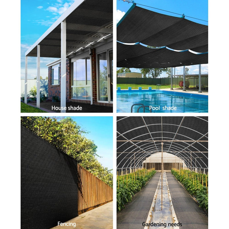 3.66x20m 30% UV Shade Cloth Shadecloth Sail Garden Mesh Roll Outdoor Black