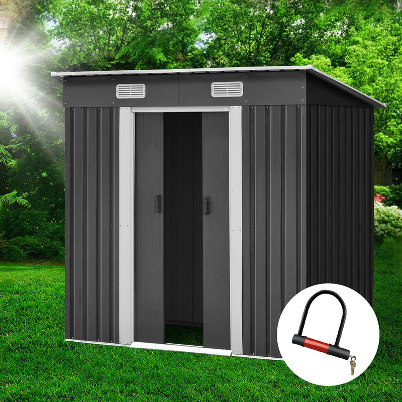 1.94 x 1.21m metal Tool Shed - Grey