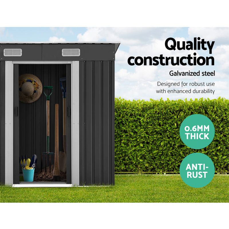 1.94 x 1.21m metal Base Garden Shed - Grey