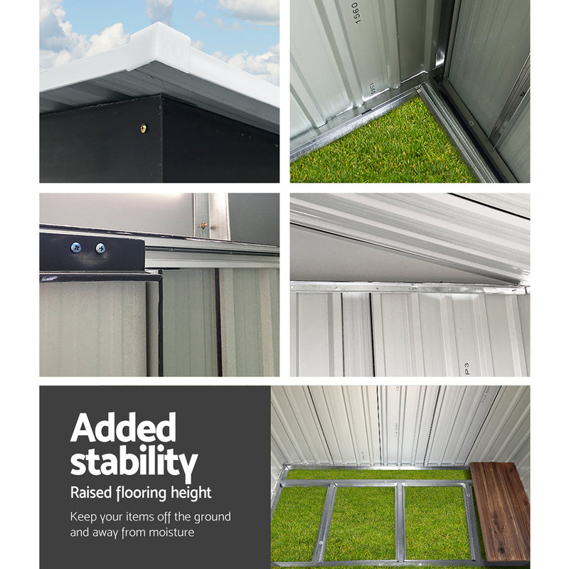 1.94 x 1.21m metal Base Garden Shed - Grey