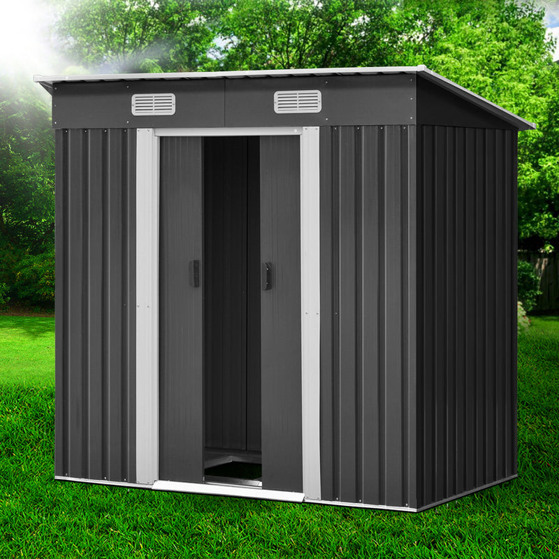 1.94 x 1.21m metal Base Garden Shed - Grey