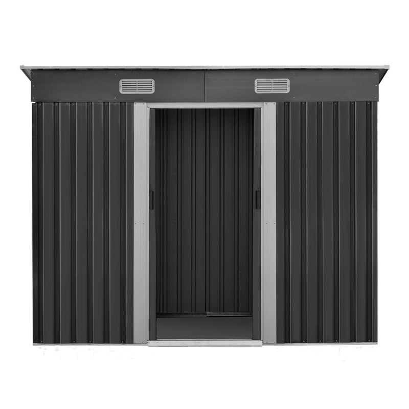 2.38 x 1.31m Steel Garden Shed - Grey