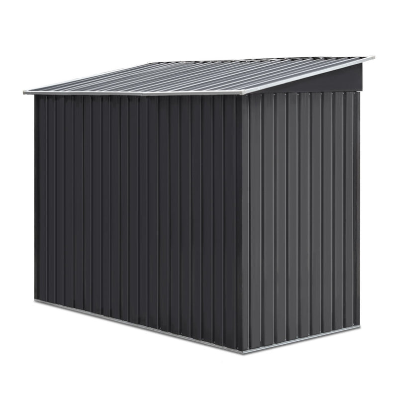 2.38 x 1.31m Steel Base Garden Shed - Grey