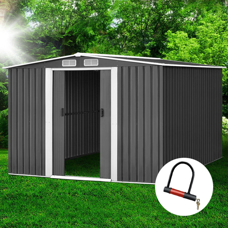 2.57 x 3.12m Garden Shed with Roof - Grey