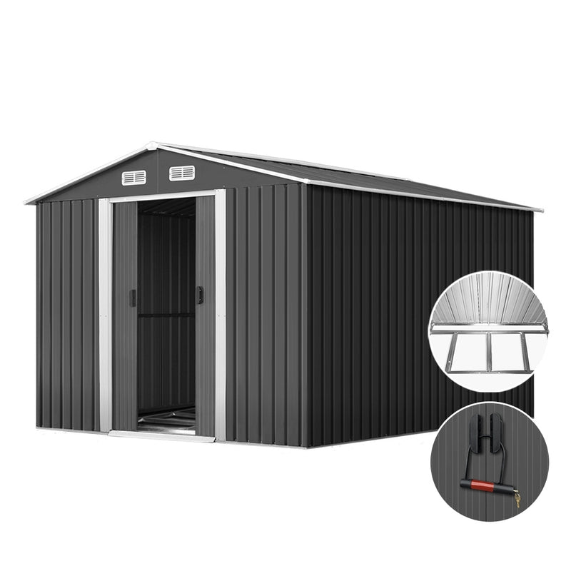 2.02 x 3.89m Metal Shed - Grey