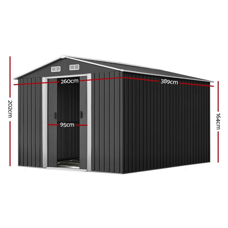 2.02 x 3.89m Metal Shed - Grey