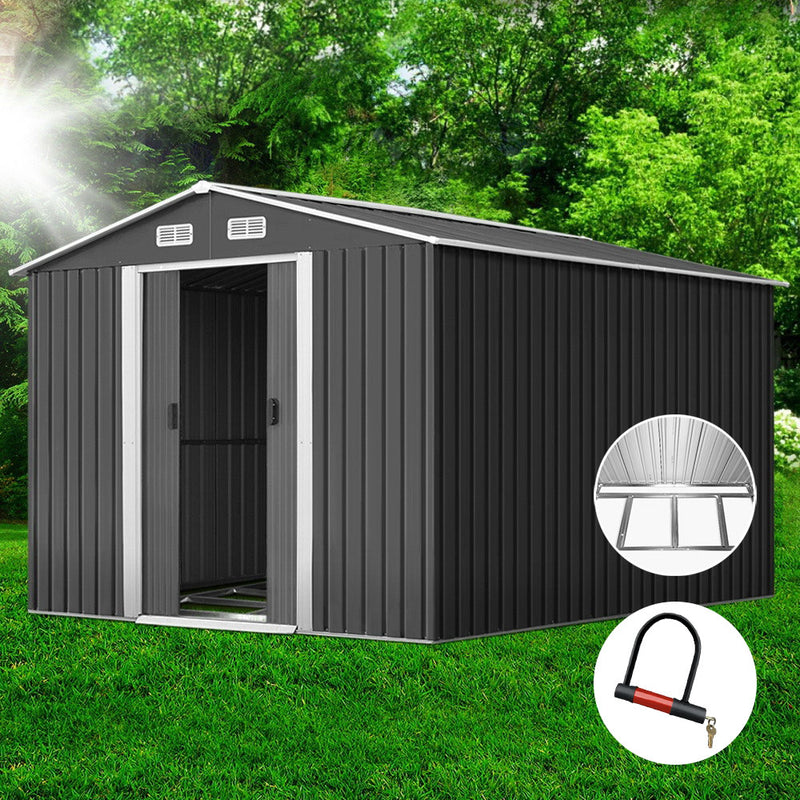 2.02 x 3.89m Metal Shed - Grey