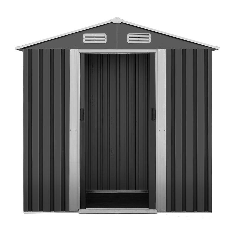 1.25 x 1.95m Steel Garden Shed - Grey