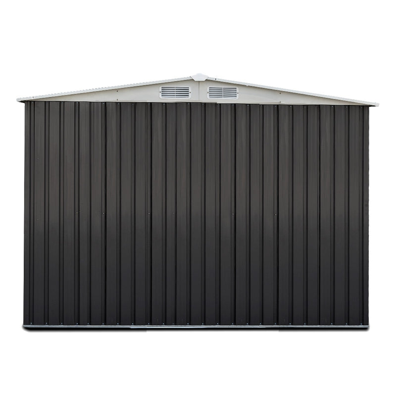 2.05 x 2.57m Steel Garden Shed with Roof - Grey