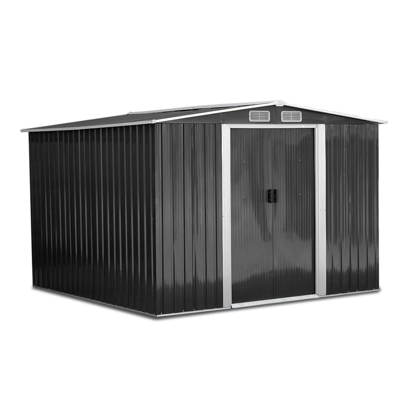 2.57 x 2.57m Steel Base Garden Shed - Grey