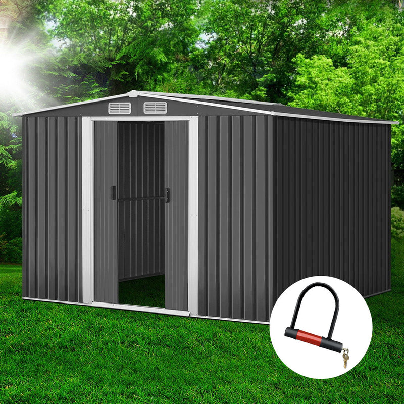 2.57 x 2.57m Steel Base Garden Shed - Grey