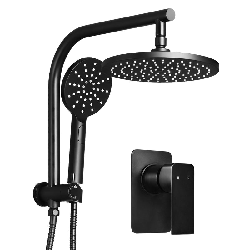 9'' Rain Shower Head Mixer Round Handheld High Pressure Wall Black