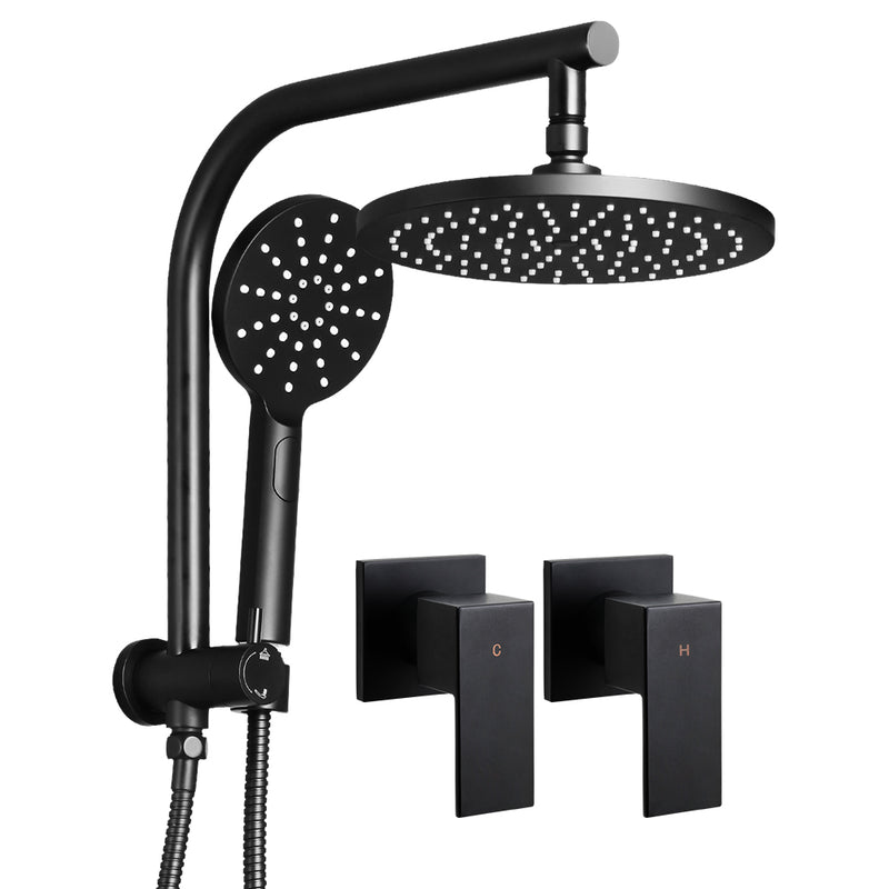 9'' Rain Shower Head Taps Round Handheld High Pressure Wall Black