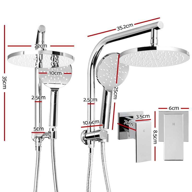 9'' Rain Shower Head Taps Round Handheld High Pressure Wall Chrome