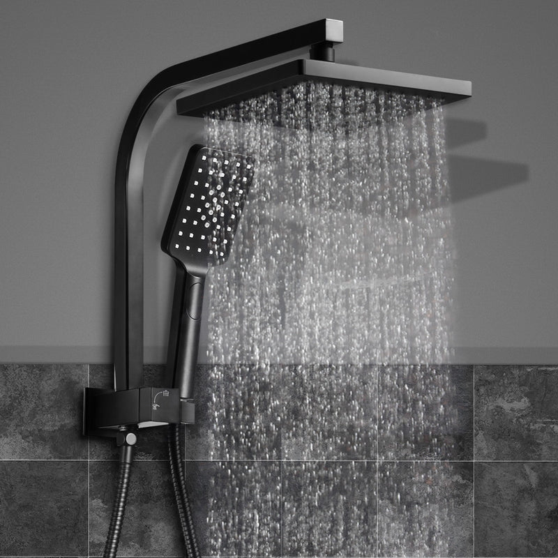 8'' Rain Shower Head Set Square Handheld High Pressure Wall Black