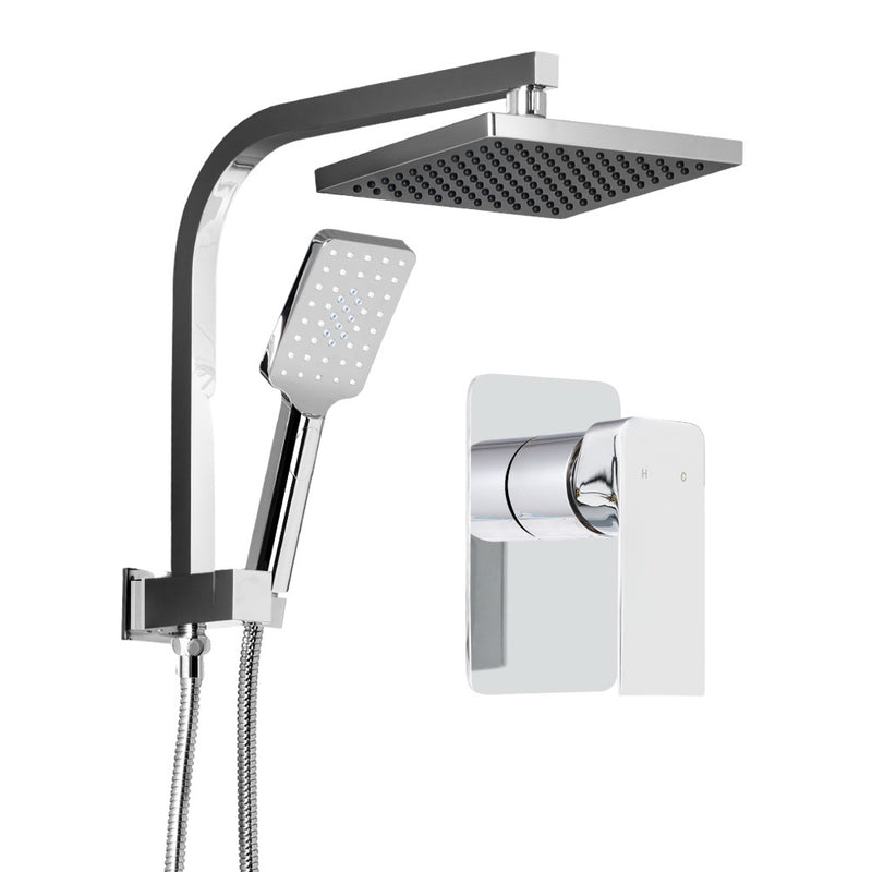 8'' Rain Shower Head Mixer Square Handheld High Pressure Wall Chrome