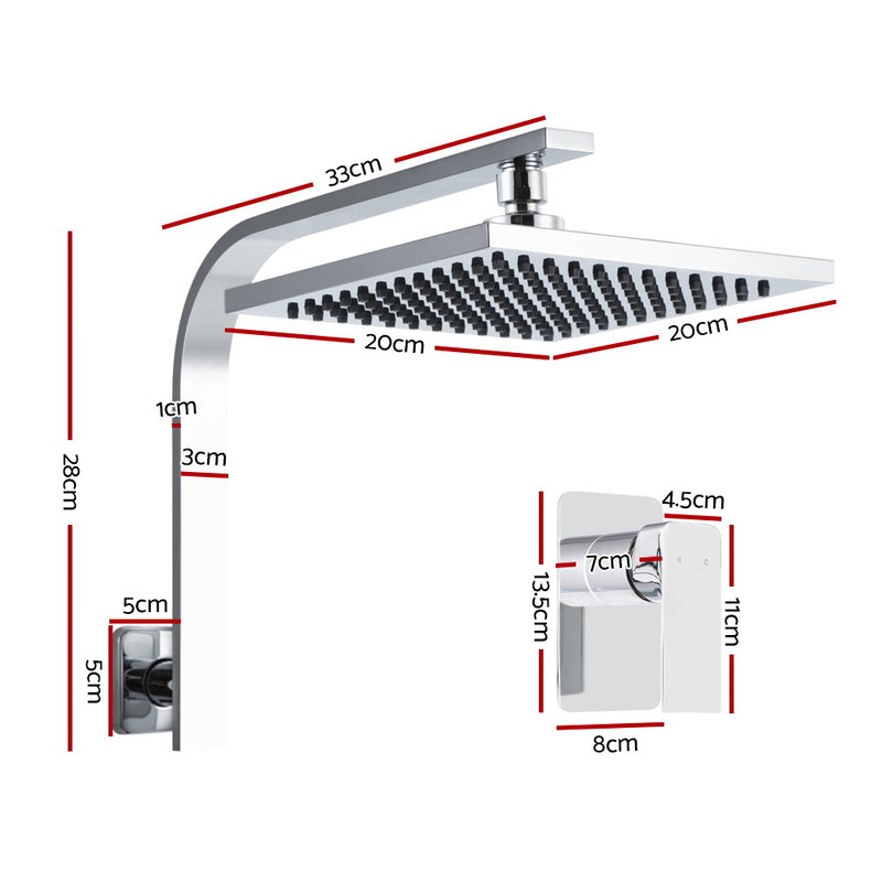 8'' Rain Shower Head Mixer Square High Pressure Wall Arm DIY Chrome