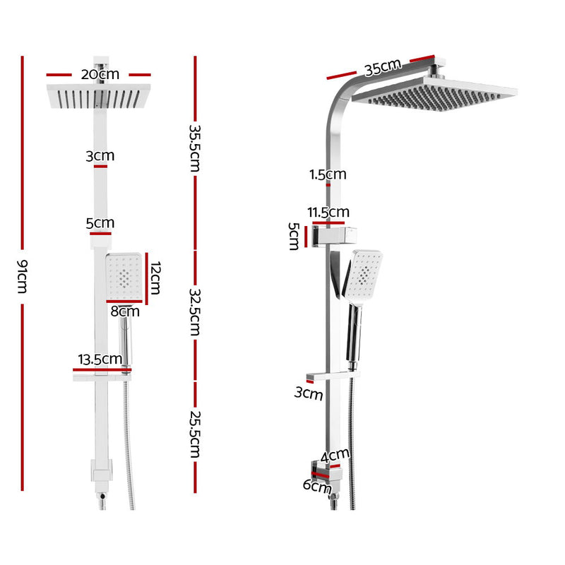 8'' Rain Shower Head Set Square Handheld High Pressure Wall Chrome