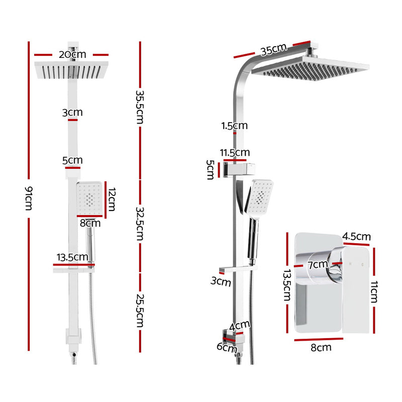 8'' Rain Shower Head Mixer Square Handheld High Pressure Wall Chrome