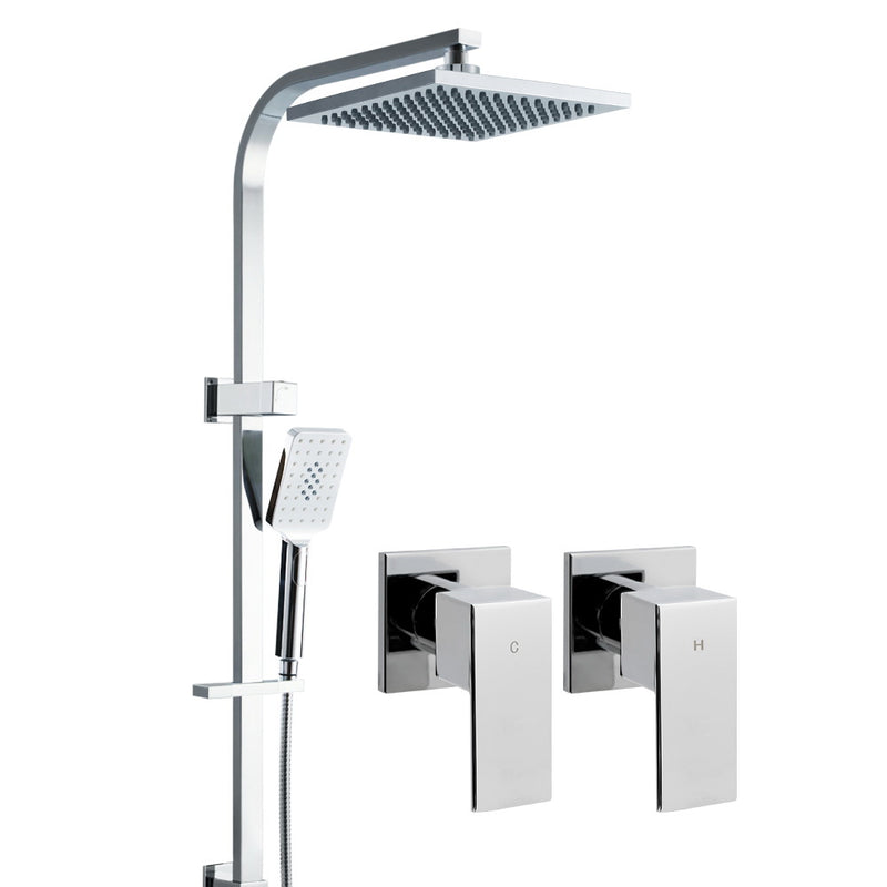 8'' Rain Shower Head Taps Square Handheld High Pressure Wall Chrome