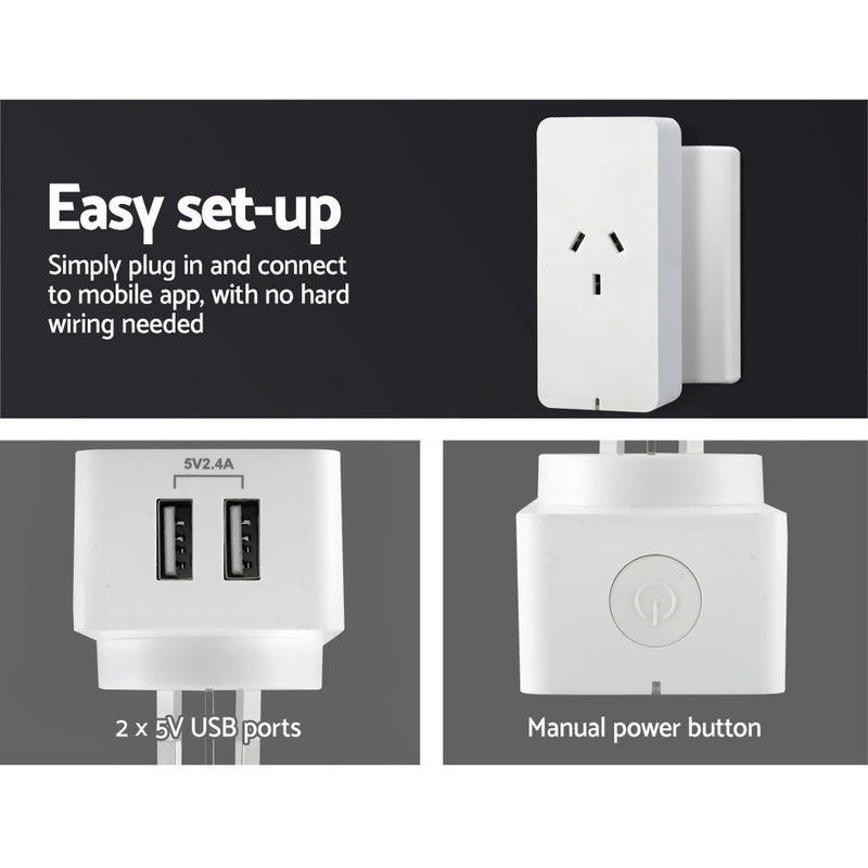 2x WiFi Smart Plug Home Socket Switch Outlet APP Control USB Port Alexa Amazon