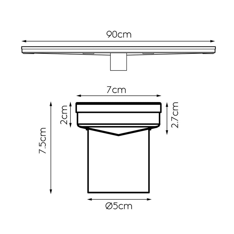 Shower Grate Heelguard 900mm Drain Stainless Steel Floor Waste Bathroom