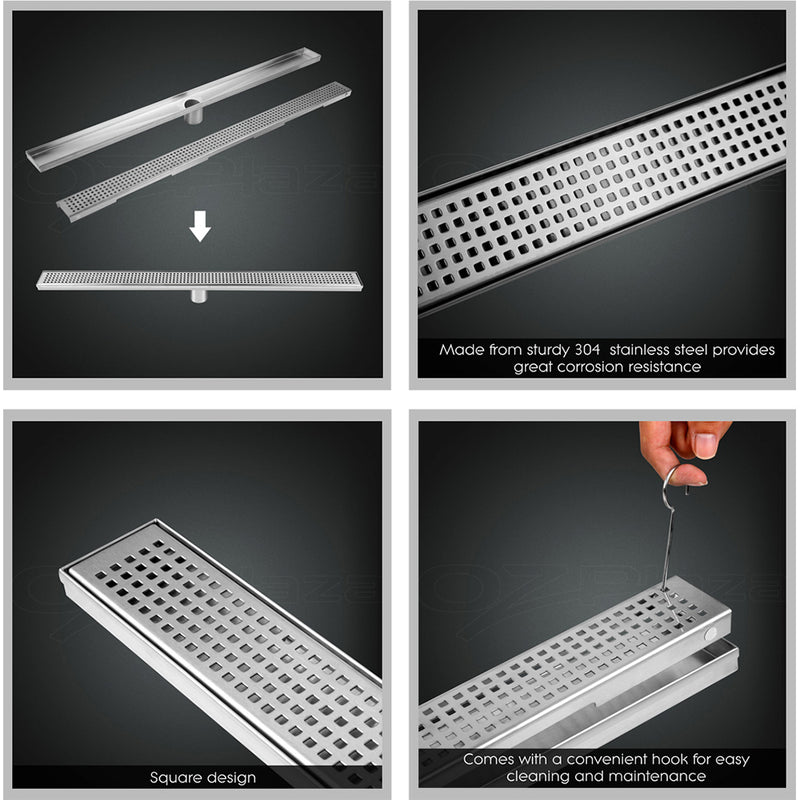 Shower Grate Square 1000mm Stainless Steel Grates Drain Floor Waste Bath