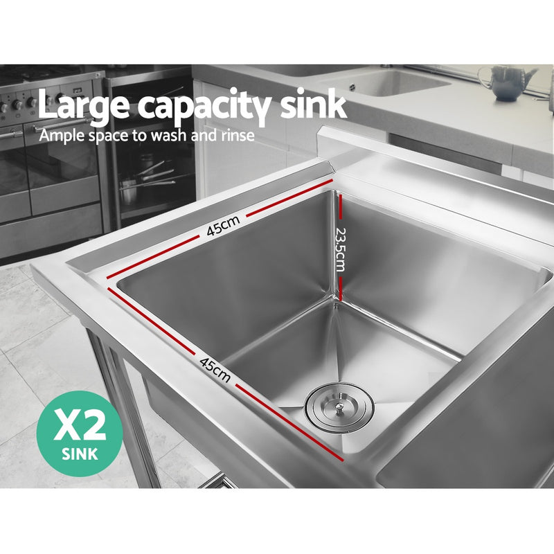 150x60cm Commercial Stainless Steel Sink Kitchen Bench