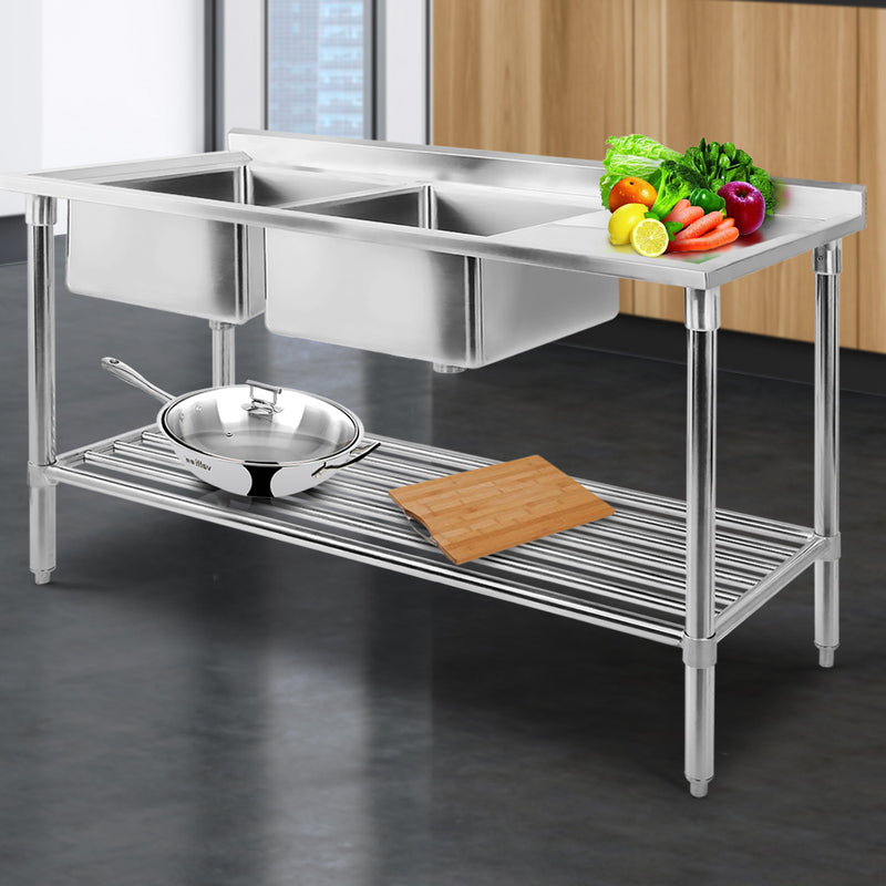 150x60cm Commercial Stainless Steel Sink Kitchen Bench