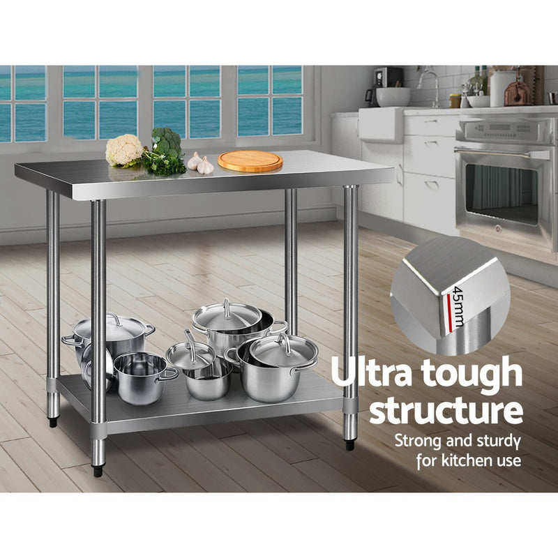 1219 x 610mm Commercial Stainless Steel Kitchen Bench