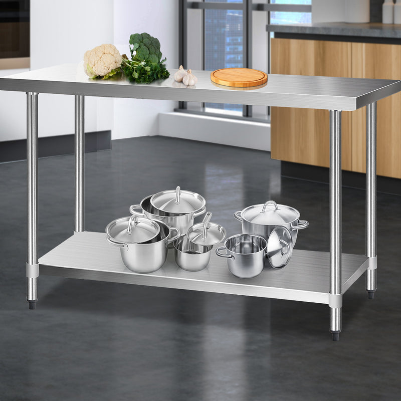 610 x 1524mm Commercial Stainless Steel Kitchen Bench