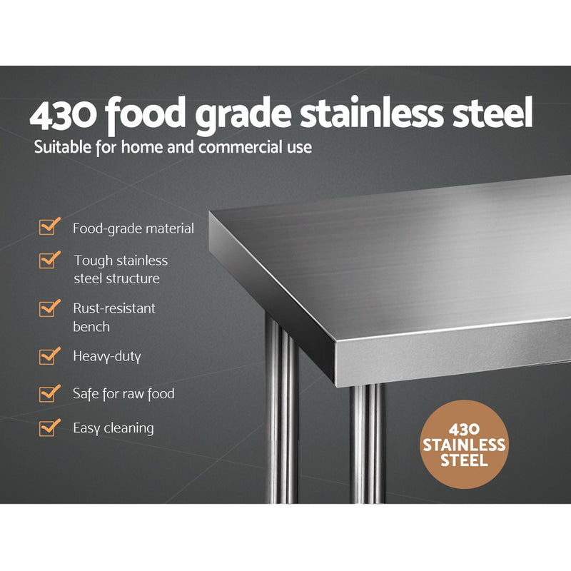 610 x 1829mm Commercial Stainless Steel Kitchen Bench