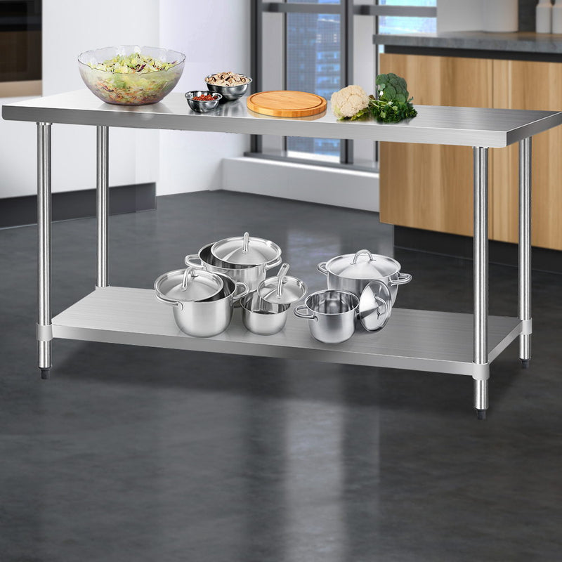 610 x 1829mm Commercial Stainless Steel Kitchen Bench